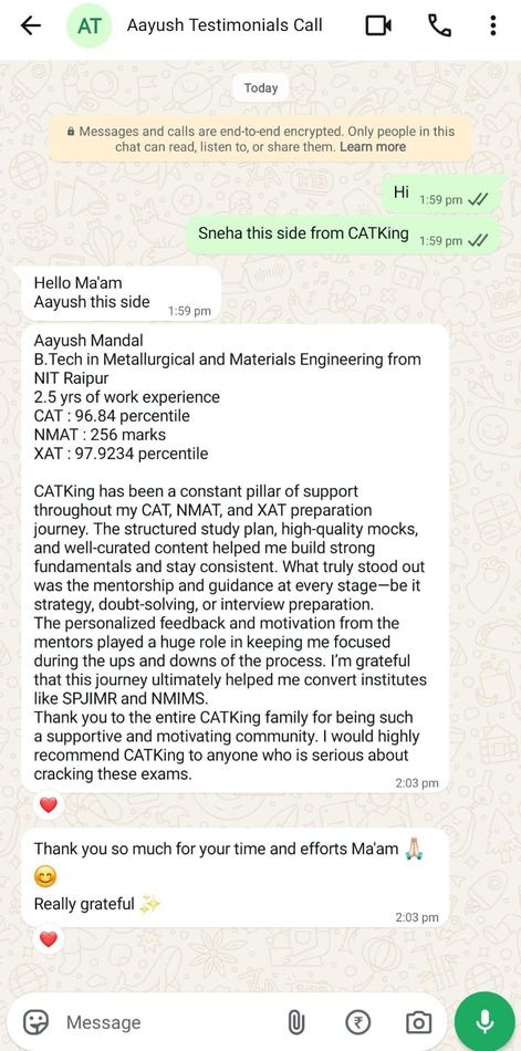 Aayush, SPJIMR convert WhatsApp screenshot