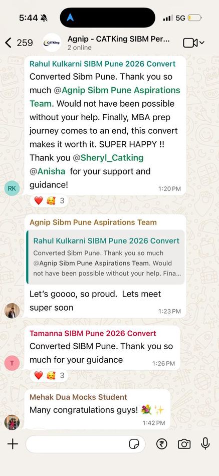 Agnip, SIBM Pune convert WhatsApp screenshot