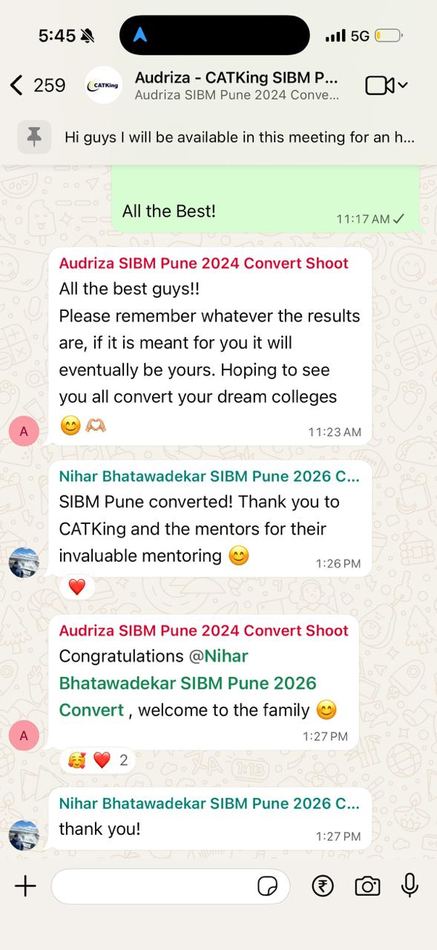 Audriza, SIBM Pune convert WhatsApp screenshot