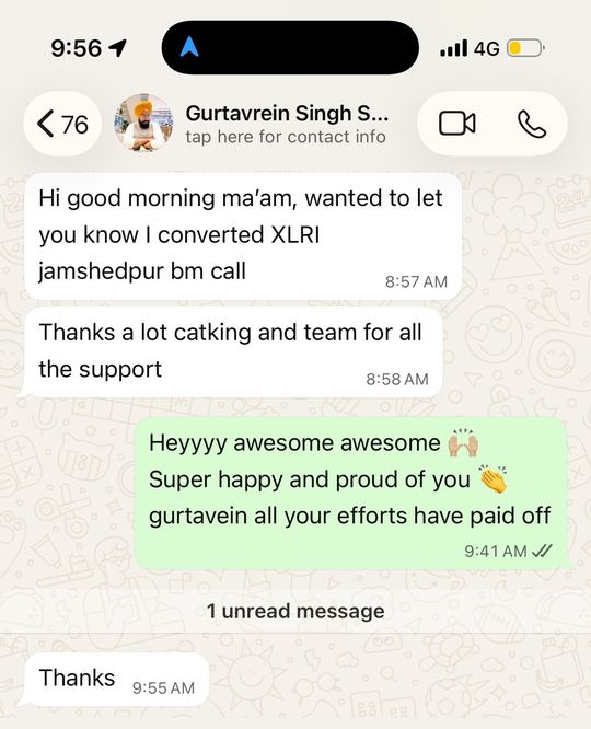 Gurtavrein, XLRI Jamshedpur convert WhatsApp screenshot